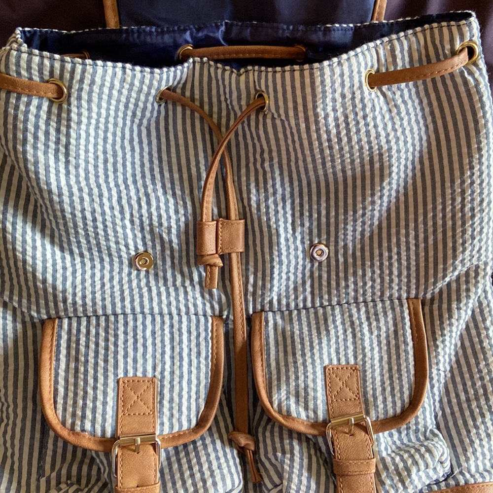 Striped Backpack Monogrammed “Dkm” - image 2